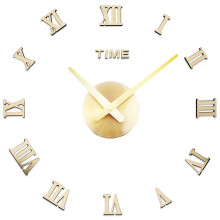 (Gold) Frameless DIY Wall Clock 3D Acrylic Sticker Roman Numbers Wall Clock