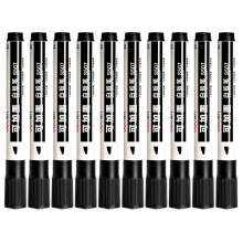 (Black) DELI S507 10Pcs Whiteboard Markers Dry Wipe White Board Pens for School Office Home