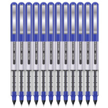 (Blue) DELI S656 12-Pack Roller Ball Pens 0.5mm Liquid Ink Writing Pen for Students