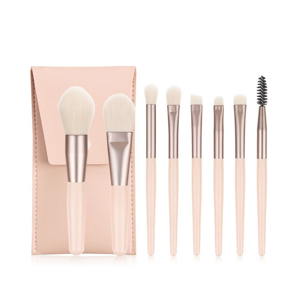 (Apricot) 8Pcs Makeup Brush Set Synthetic Foundation Powder Concealers Eye Shadows Blush Cosmetic Brushes with Storage Bag
