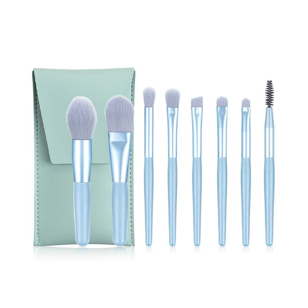 Blue (Blue) 8Pcs Makeup Brush Set Synthetic Foundation Powder Concealers Eye Shadows Blush Cosmetic Brushes With Storage Bag