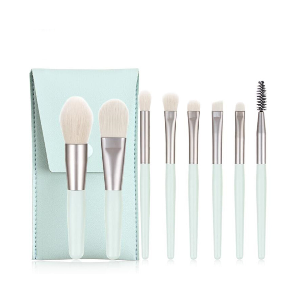 Cyan (Cyan) 8Pcs Makeup Brush Set Synthetic Foundation Powder Concealers Eye Shadows Blush Cosmetic Brushes With Storage Bag