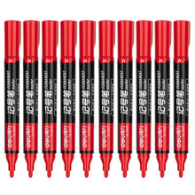 (Red) DELI 6881 10-Pack 1.8mm Oil-Based Marker Pens for Labeling,Logistics,and Large Writing