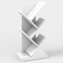(White wood grain) AWD-1 V9 Small Tree Leaf Bookshelf with Metal Frame Adjustable Feet