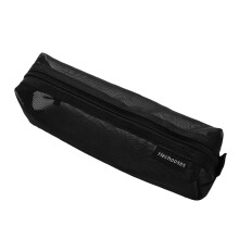 (Black) HE CHOOSES D037 Large Square Mesh Pencil Bag Nylon Stationery Storage Bag