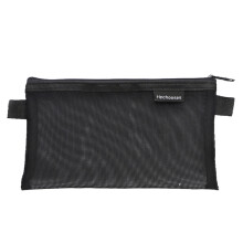 (Black) HE CHOOSES D033 Nylon Mesh Pencil Case Stationery Bag School Supplies,Size S