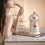 (Beige) Makeup Brush Storage Bucket Rotatable Dressing Table Cosmetics Storage Rack with Lid 2