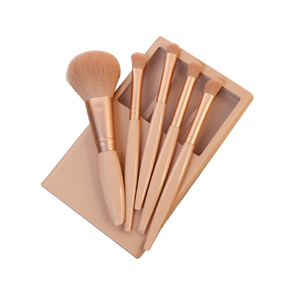 (Apricot) 5Pcs/Set Concealer Blending Brush Kit Artificial Fiber Eye Makeup Eyeshadow Makeup Tool