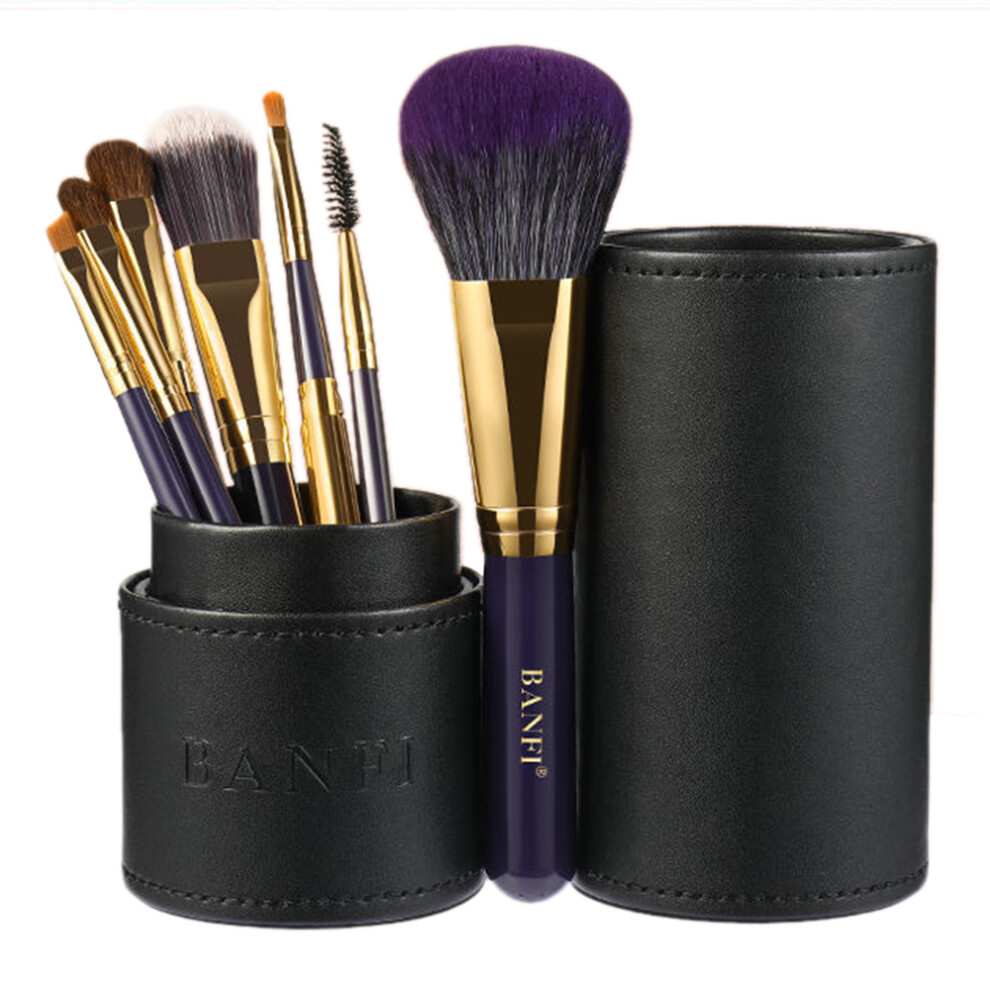 Purple (Purple) Banfi 7Pcs Eyeshadow Foundation Lip Makeup Brush Set With Cylindrical Box