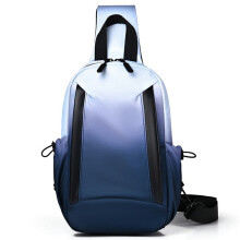 (Dark Blue) YS607 Fashion Gradient Color Men Chest Pack Waterproof Oxford Fabric Mini Crossbody Bag