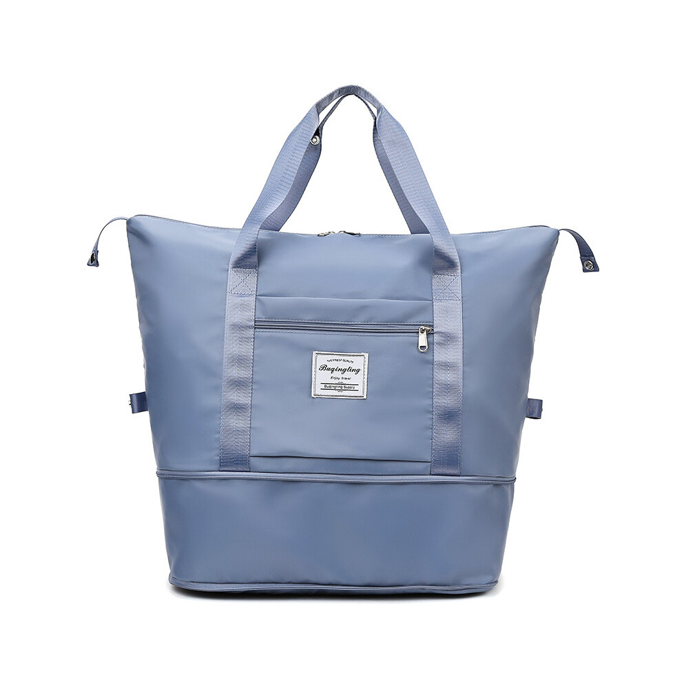 (Blue) Large Capacity Waterproof Travel Handbag Dry Wet Separation Expandable Luggage Organizer Bag-image-OPC-PJS5CQS-NEW