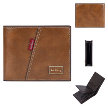 (Brown) BAELLERRY D3042 Retro PU Leather Men Short Wallet Card Cash Coin Storage Bag