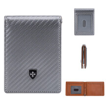 (Grey) BAELLERRY K9307 Minimalist RFID Blocking PU Leather Men Wallet with Multiple Card Slots and Money Clip