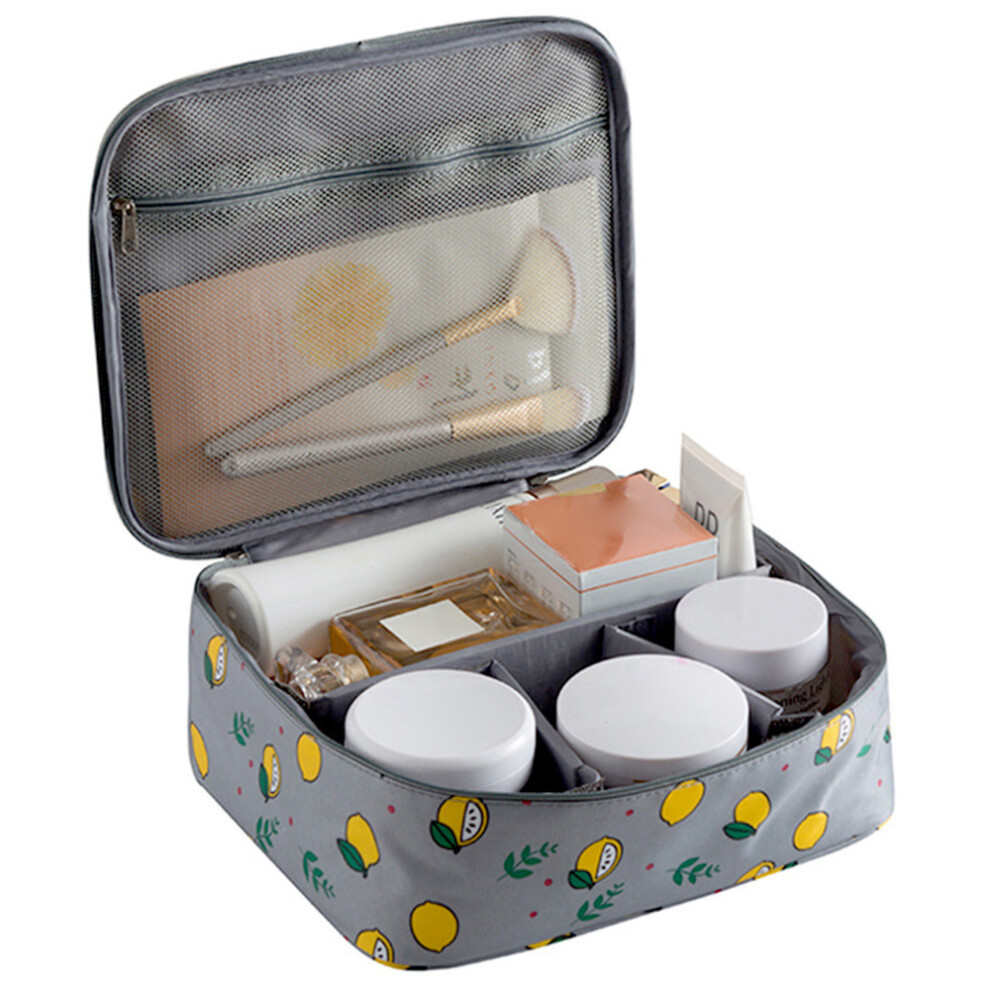 (Lemon) Travel Cosmetic Storage Bag Handbag Oxford Cloth Large Capacity Portable Makeup Bag