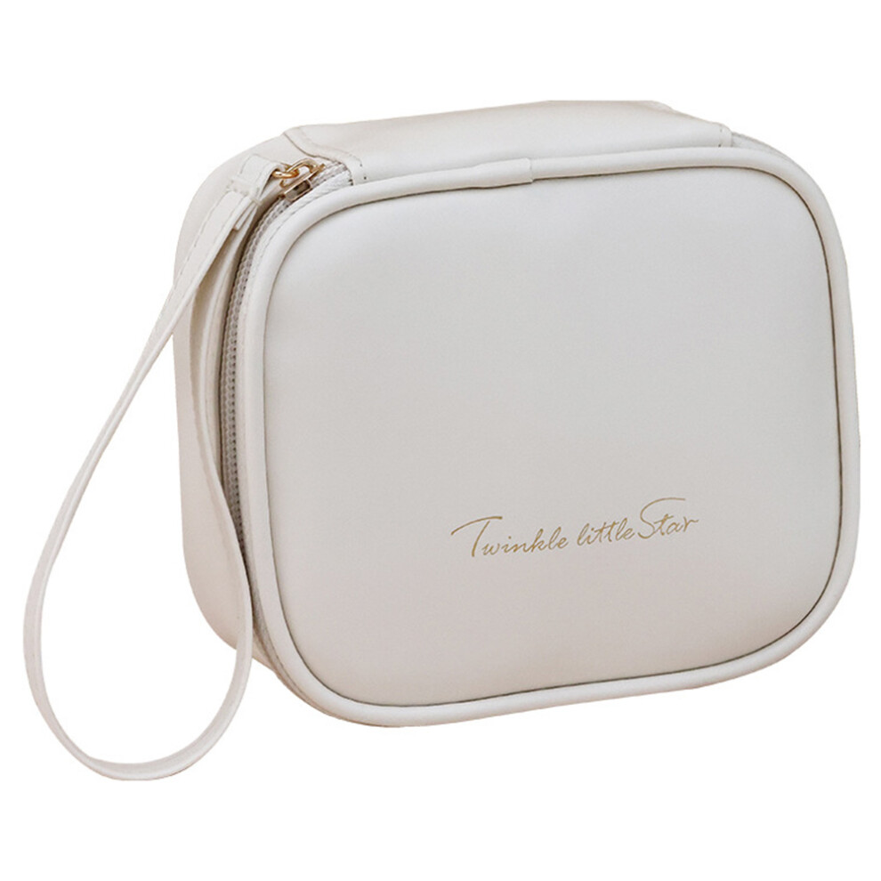White (White) W7pu Portable Sanitary Napkin Storage Bag Pu Leather Lipstick Cosmetics Zipper Storage Bag