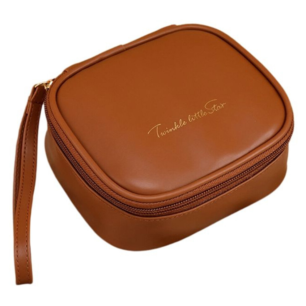 Brown (Brown) W7pu Portable Sanitary Napkin Storage Bag Pu Leather Lipstick Cosmetics Zipper Storage Bag