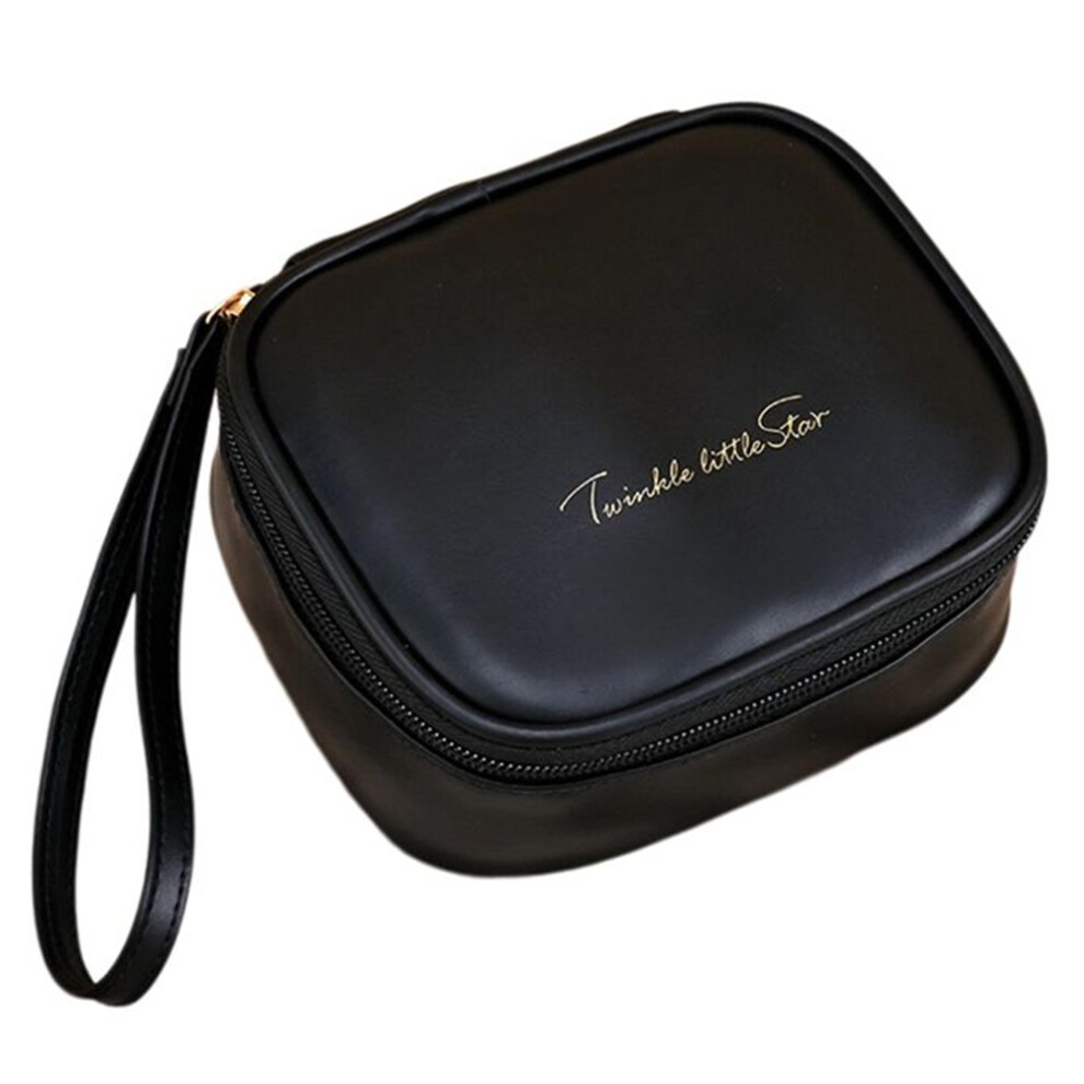 Black (Black) W7pu Portable Sanitary Napkin Storage Bag Pu Leather Lipstick Cosmetics Zipper Storage Bag