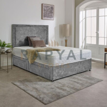 (2ft6, 2 Drawers Same Side, Steel) Rio Marble Fabric Divan Bed with Mattress & Headboard