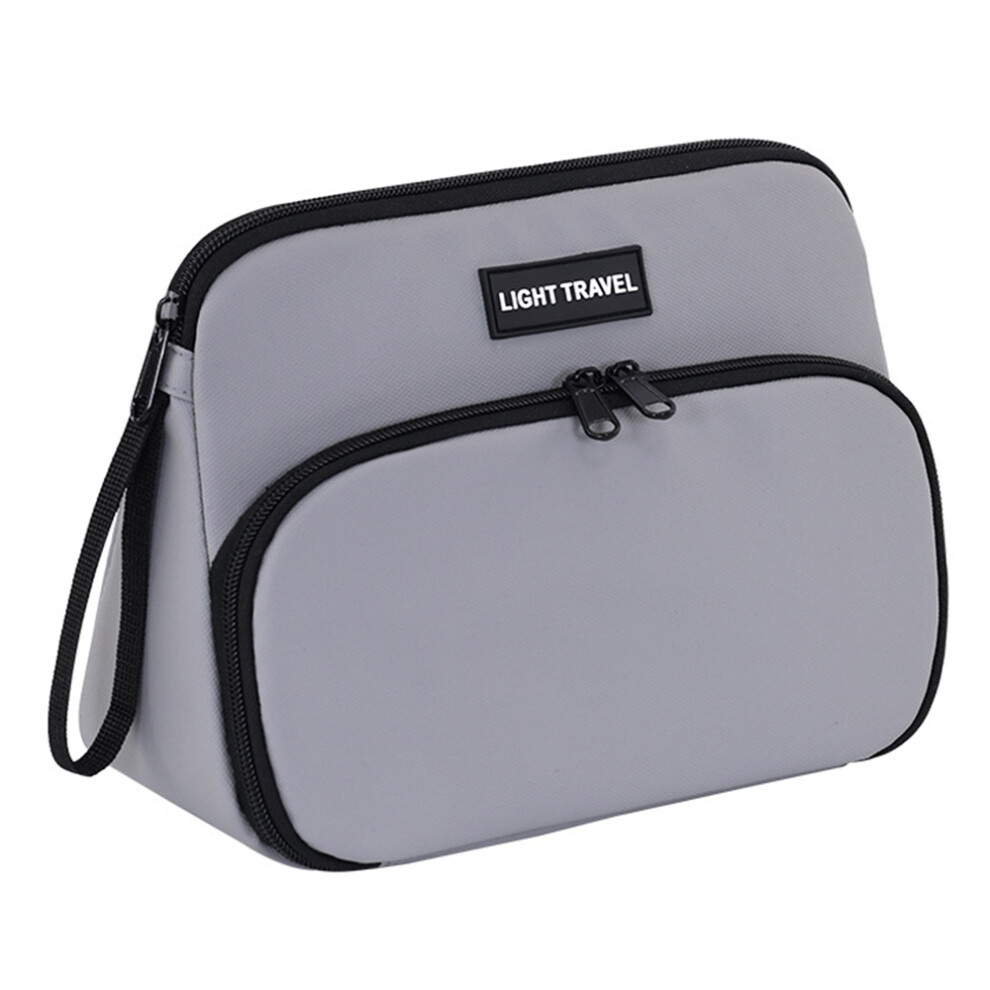Grey (Grey) 4040 Business Travel Toiletry Bag Men Large Capacity Double Layer Portable Cosmetic Organizer