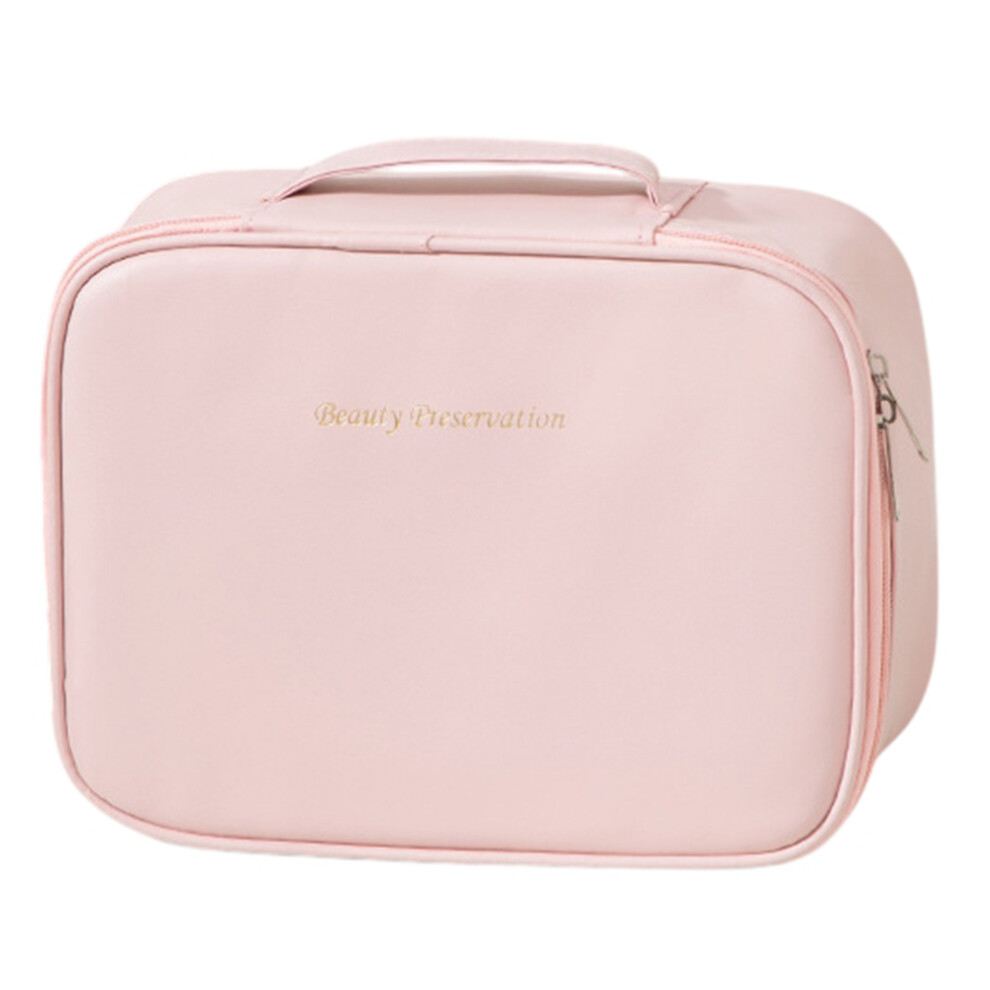 Pink (Pink) Detachable Makeup Bag Large Capacity Toiletry Organizer Travel Adjustable Compartments Storage Pouch