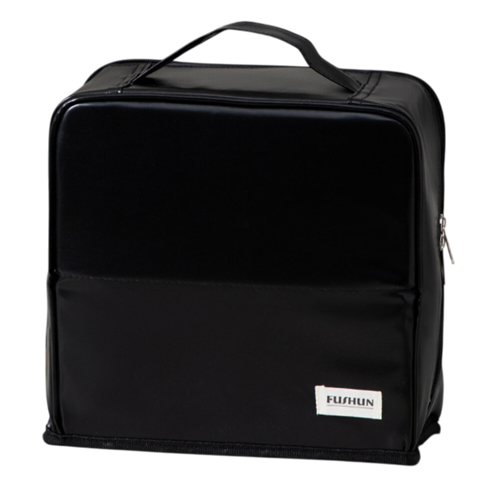 Black (Black) Travel Makeup Bag Large Capacity Waterproof Pu Cosmetic Storage Bag With Mirror