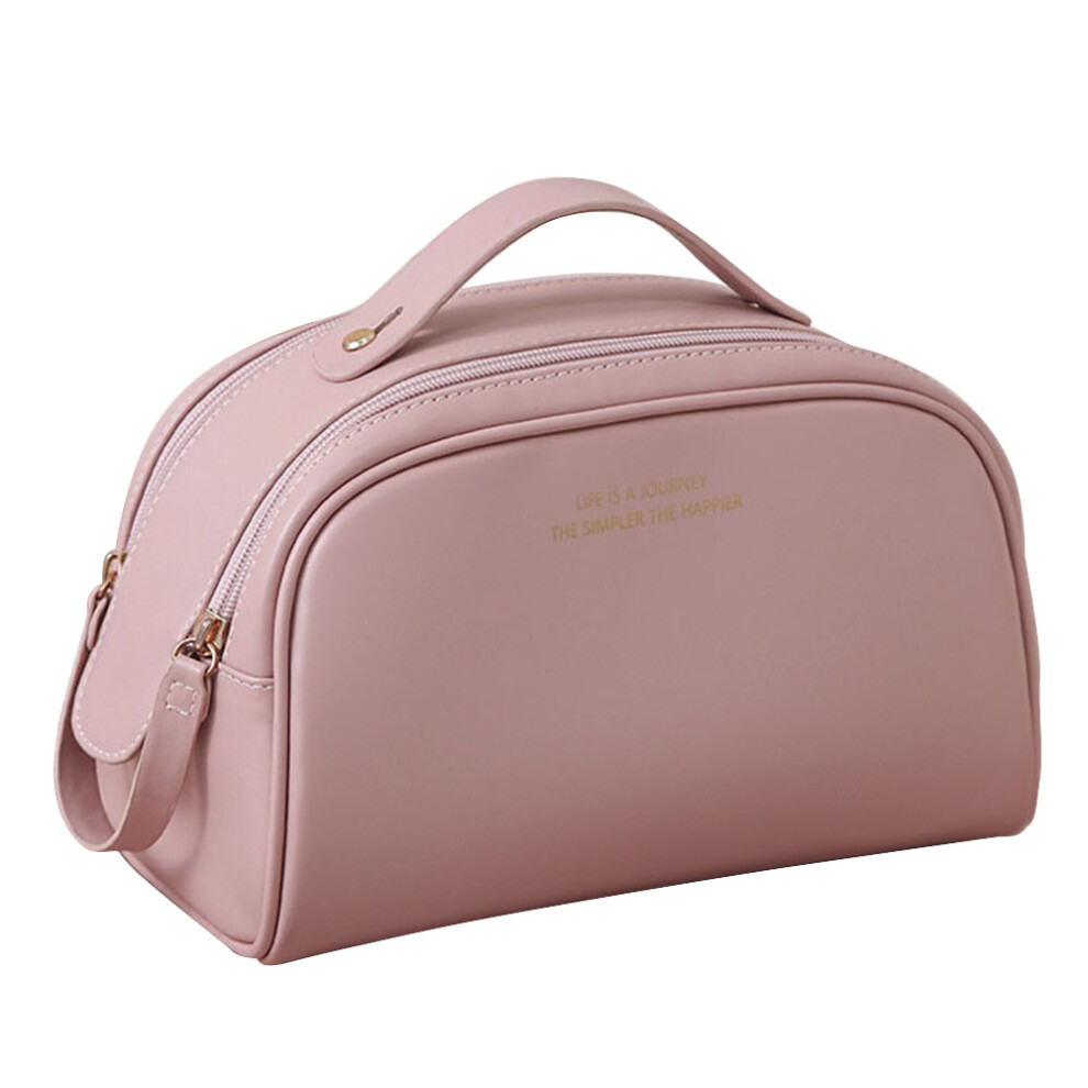 Pink (Pink) Hk8301 Large Capacity Portable Makeup Cosmetics Bag Dual Zipper Portable Toiletry Organizer Bag