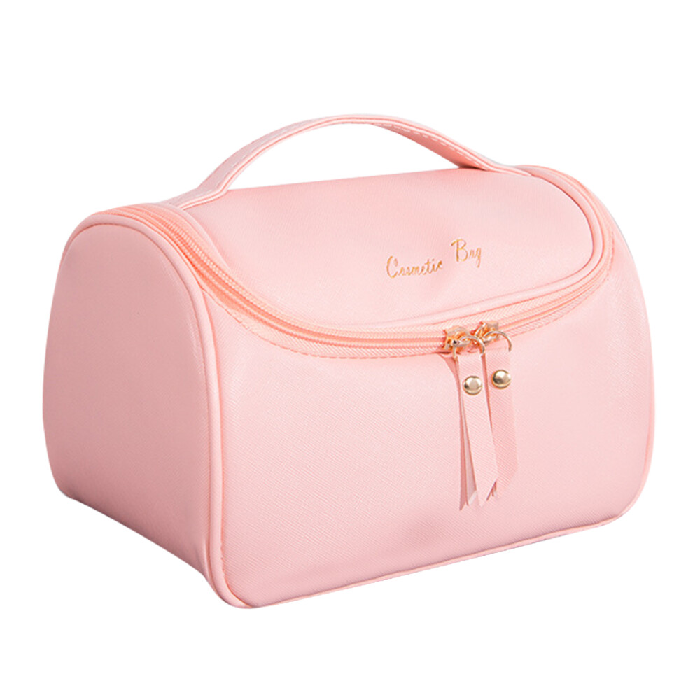 Pink (Pink) Hk8158 Large Capacity Waterproof Toiletry Bag Portable Travel Pu Leather Makeup Cosmetics Carrying Bag