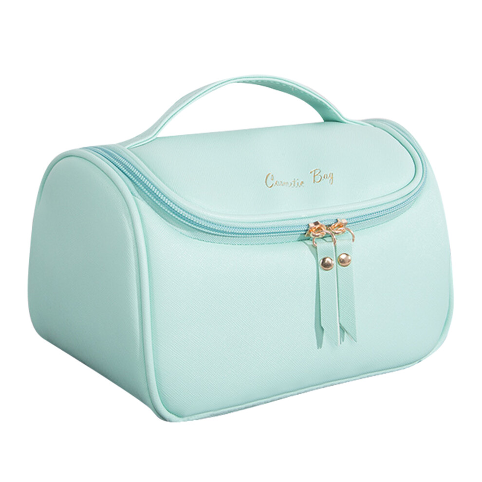 Green (Green) Hk8158 Large Capacity Waterproof Toiletry Bag Portable Travel Pu Leather Makeup Cosmetics Carrying Bag