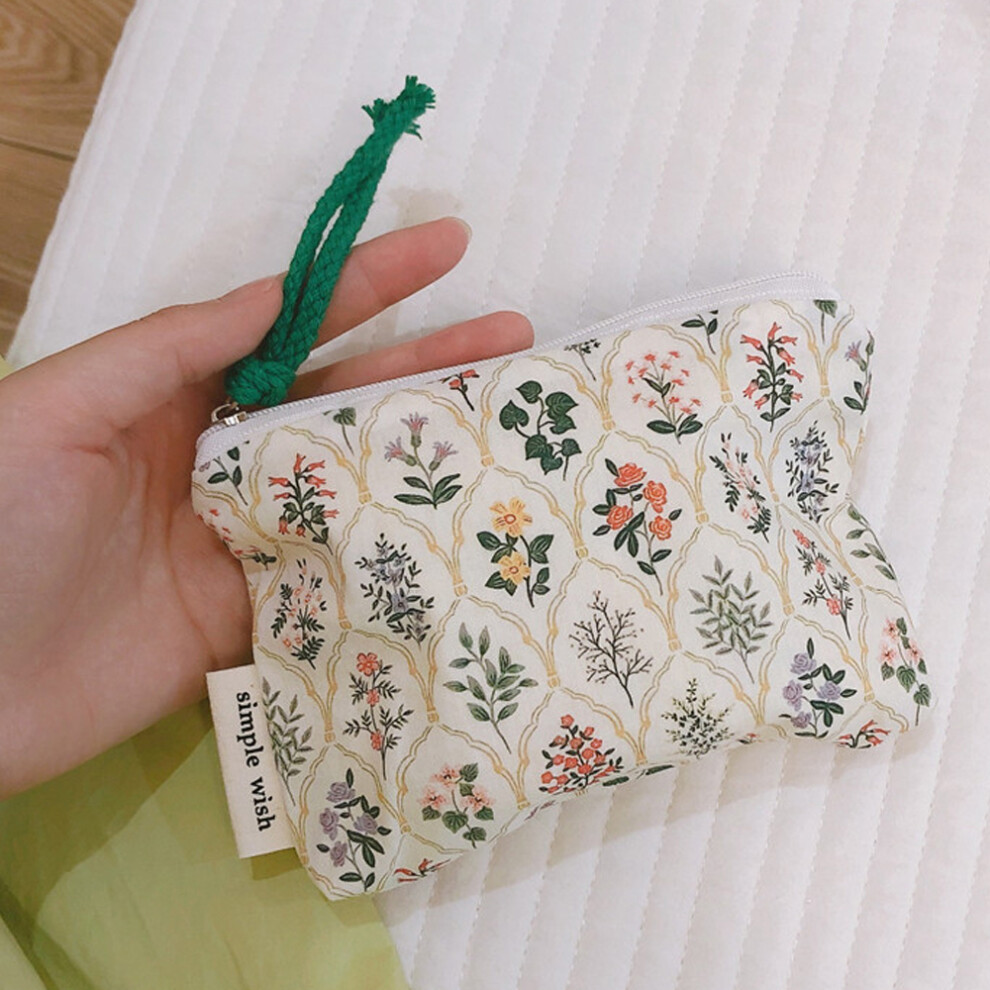 (Beautiful Flower) 532 Portable Coin Purse Makeup Storage Bag Earphone Electronic Accessories Organizer Money Cash Pouch Wallet
