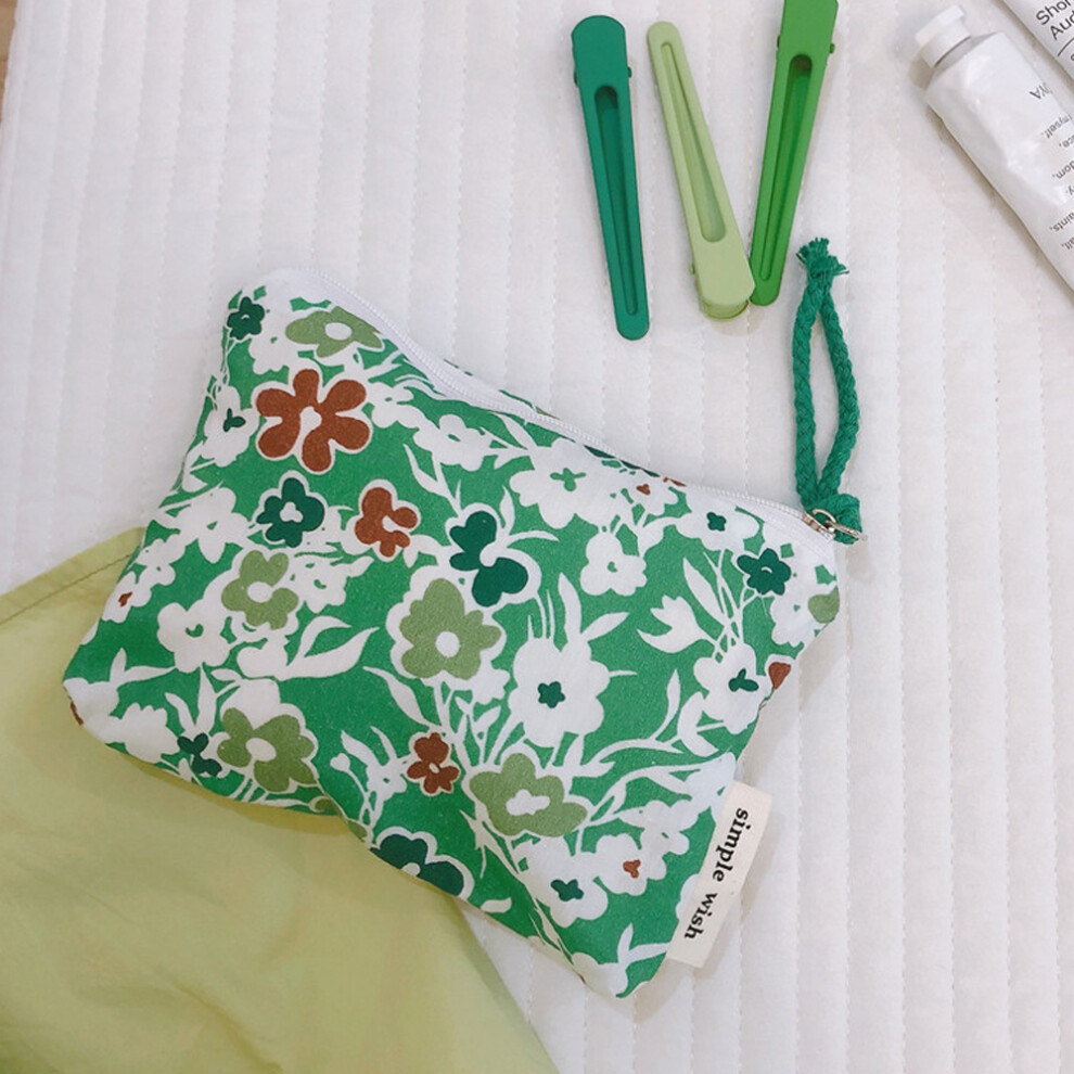 Dark/Green ( Green/Flower) 532 Portable Coin Purse Makeup Storage Bag Earphone Electronic Accessories Organizer Money Cash Pouch Wallet
