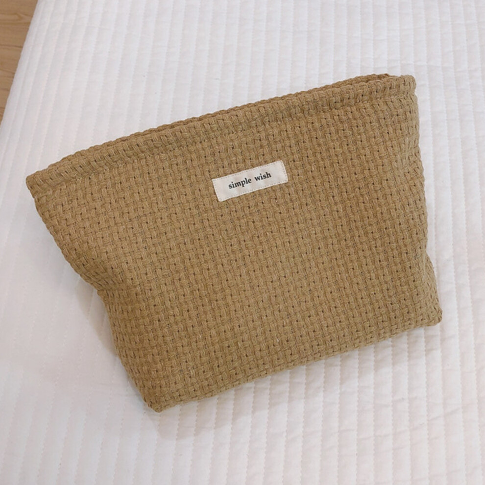 (Camel) 130 Knitted Style Makeup Handy Carrying Bag Large Capacity Toiletries Organizer Bag Cosmetic Storage Pouch for Travel