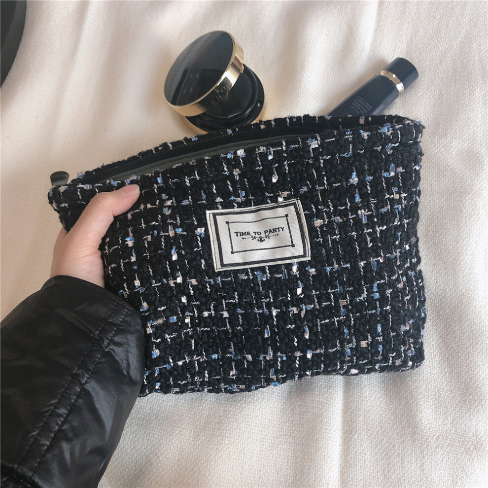 Black (Black) 621 Portable Canvas Cosmetic Bag Makeup Bag Large Capacity Travel Toiletry Bag Accessories Organizer Pouch