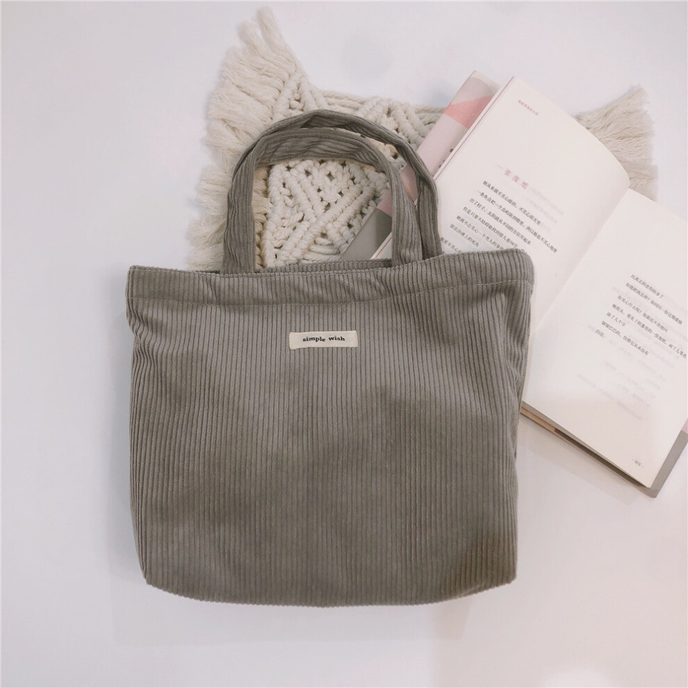 (Grey) 169 Handbag Makeup Storage Pouch Soft Corduroy Toiletries Organizer Cosmetic Storage Bag for Women and Teen Girls