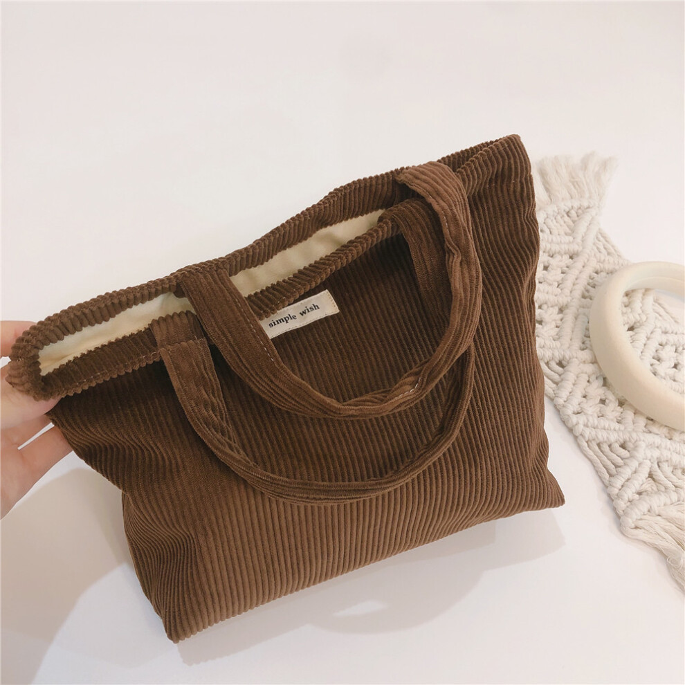 (Coffee) 169 Handbag Makeup Storage Pouch Soft Corduroy Toiletries Organizer Cosmetic Storage Bag for Women and Teen Girls