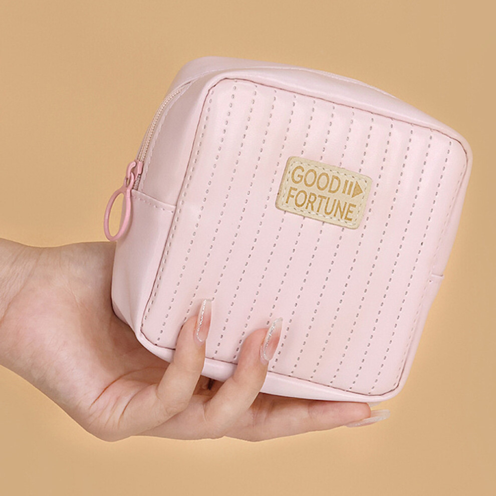 Pink (Pink) W6 Portable Sanitary Napkin Storage Bag Pu Leather Waterproof Lipstick Cosmetics Storage Bag