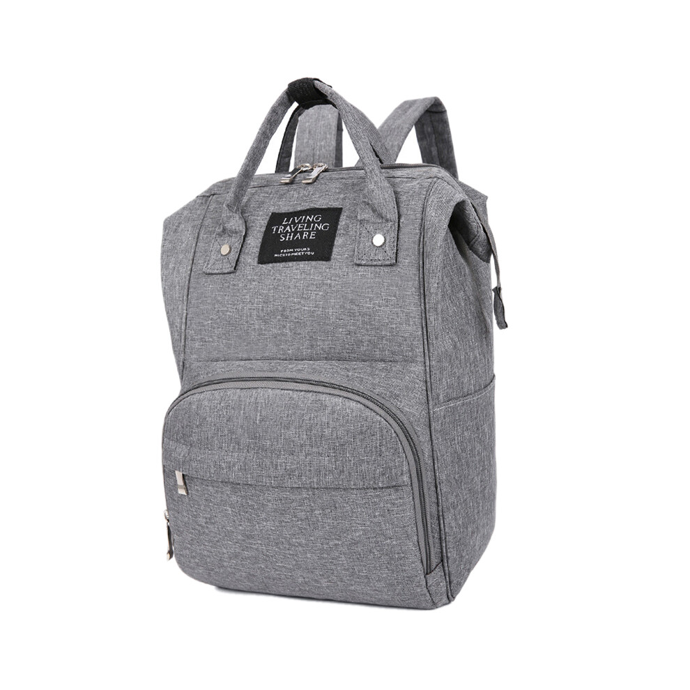(Grey) Large Oxford Cloth Mommy Bag Baby Diaper Backpack Outdoor Carrying Bag Maternity Bag Nappy Milk Bottle Storage Organizer Grey
