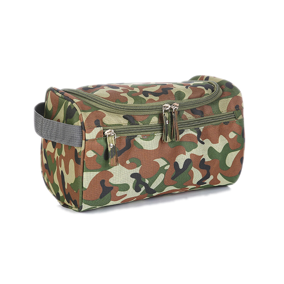 (Camouflage Green) 300D Oxford Cloth Women Makeup Bag Portable Travel Toiletry Cosmetic Storage Bag