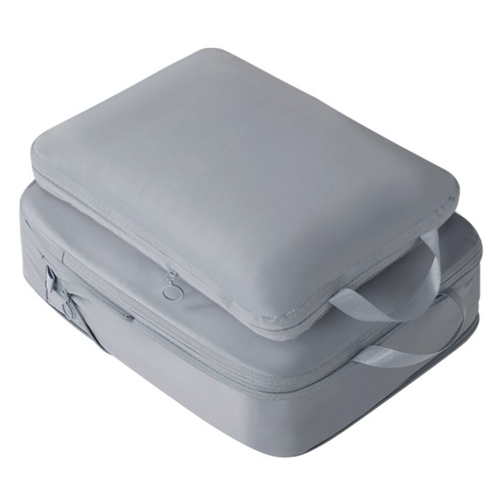 (Grey) 2Pcs Business Trip Clothes Sort Out Travel Luggage Organizer Cube Bag Expandable Storage Packing Pouch,Size M-image-OPC-PJS5KB2-NEW