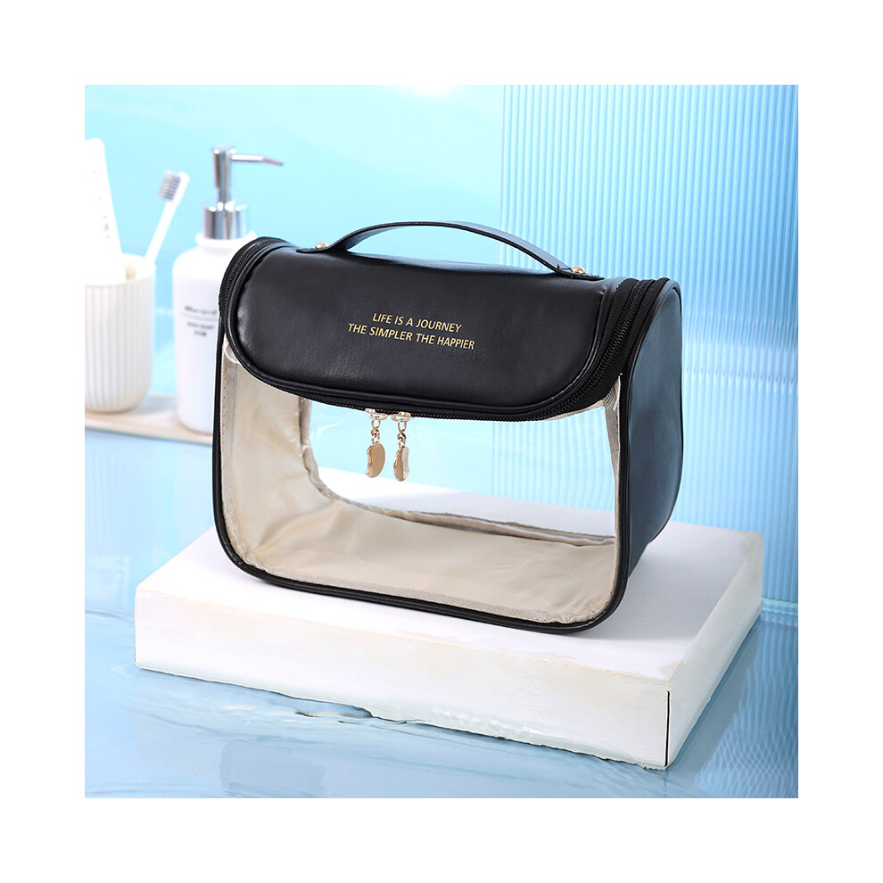 Black (Black) Travel Hanging Toiletry Wash Bag Transparent Pvc Makeup Cosmetic Pouch Organizer