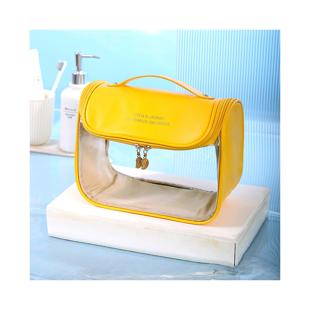 Yellow (Yellow) Travel Hanging Toiletry Wash Bag Transparent Pvc Makeup Cosmetic Pouch Organizer