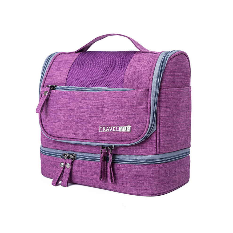 Purple (Purple) Large Capacity Toiletry Bag Dry Wet Separable Oxford Cloth Travel Hanging Wash Bag