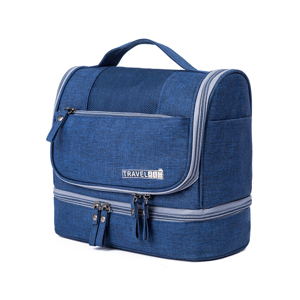Blue (Navy ) Large Capacity Toiletry Bag Dry Wet Separable Oxford Cloth Travel Hanging Wash Bag