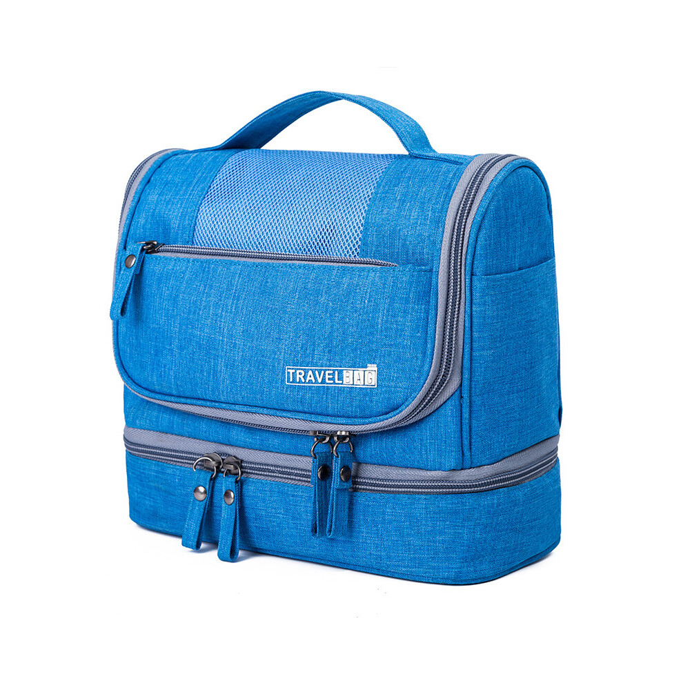 Blue (Blue) Large Capacity Toiletry Bag Dry Wet Separable Oxford Cloth Travel Hanging Wash Bag