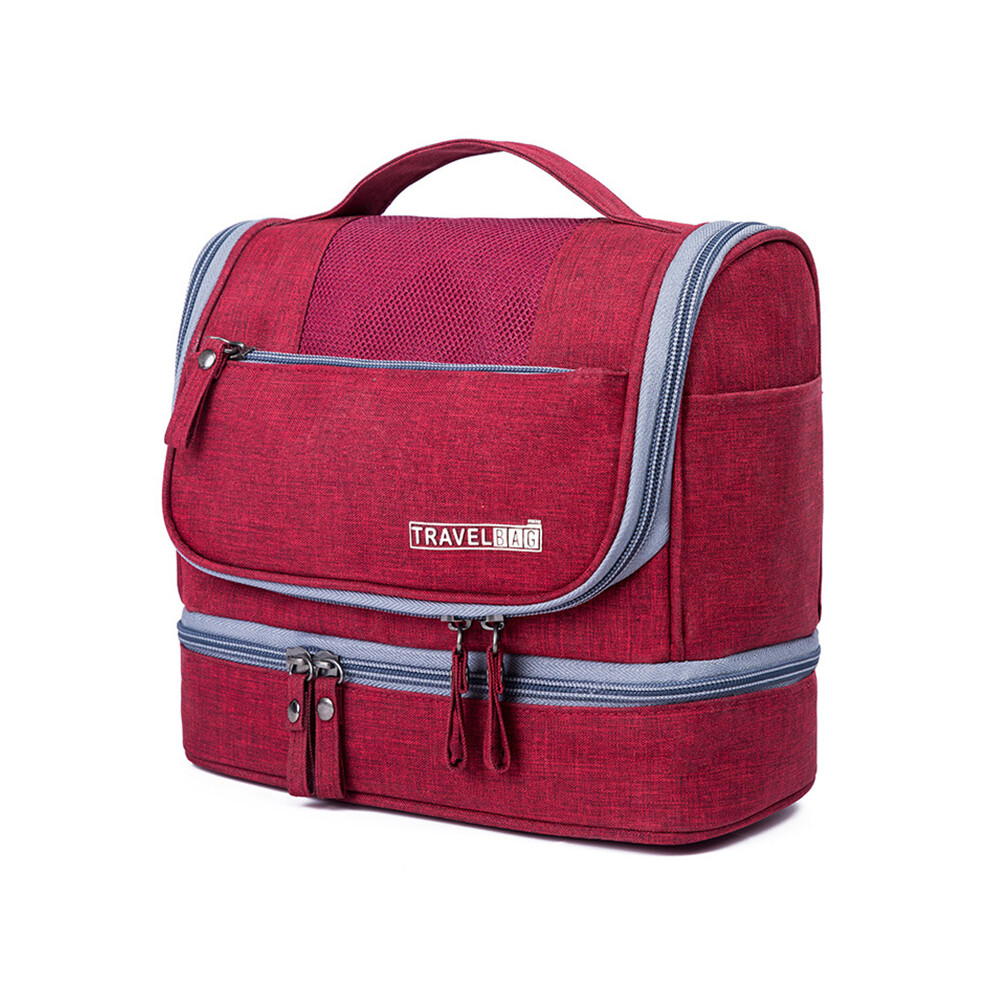 Red (Red) Large Capacity Toiletry Bag Dry Wet Separable Oxford Cloth Travel Hanging Wash Bag