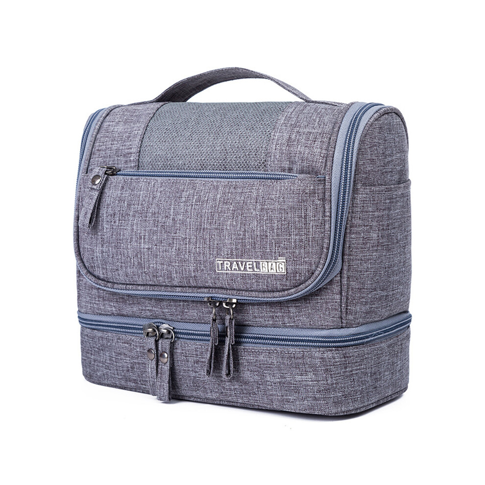 Grey (Grey) Large Capacity Toiletry Bag Dry Wet Separable Oxford Cloth Travel Hanging Wash Bag