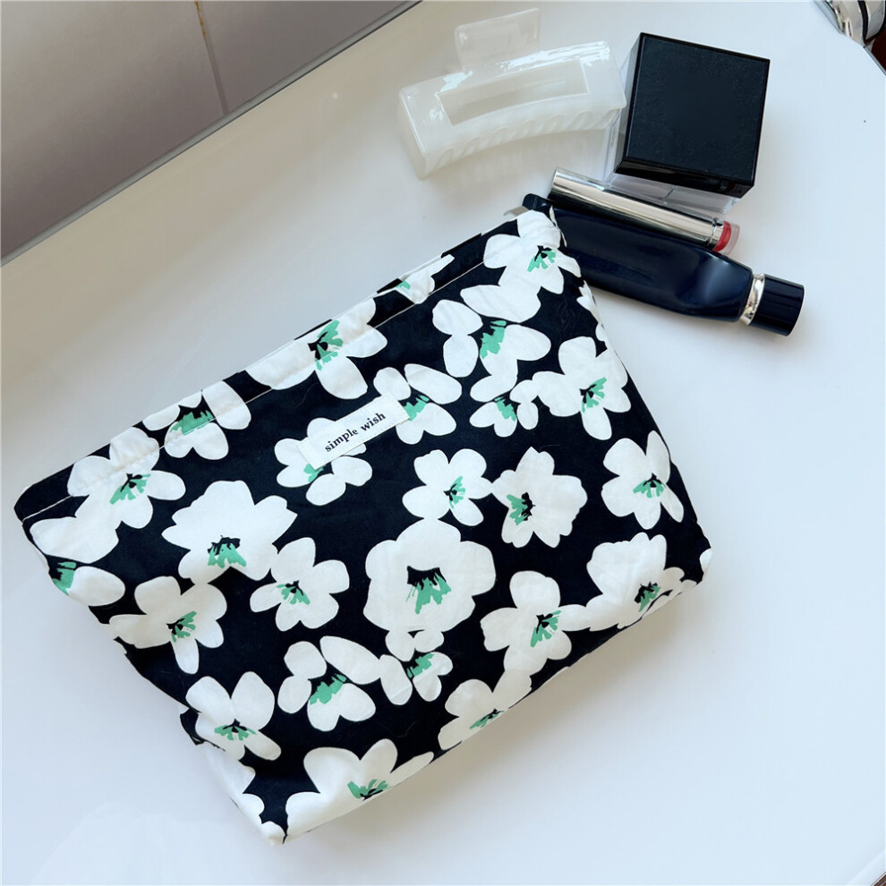 (B) Makeup Bag Pattern Printing Zipper Canvas Bag Pouch for Travel Toiletry Cosmetic
