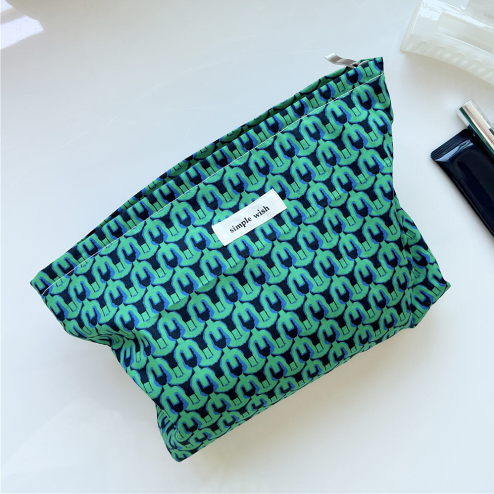 (C) Makeup Bag Pattern Printing Zipper Canvas Bag Pouch for Travel Toiletry Cosmetic
