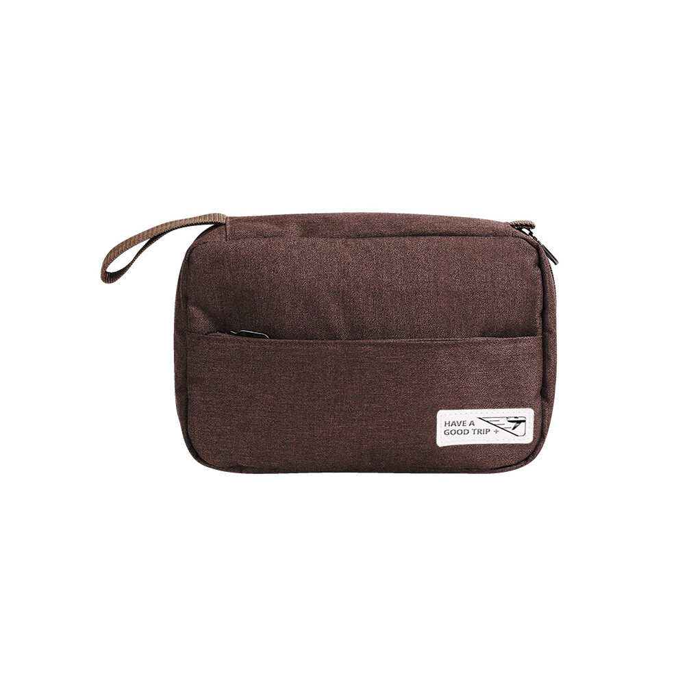 (Brown) Portable Hanging Toiletry Bag Travel Bathroom Shower Polyester Storage Bag Cosmetic Organizer-image-OPC-PJS5M5Q-NEW