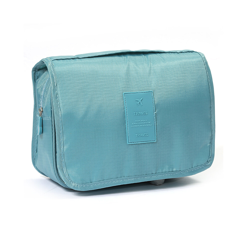 (Blue) Portable Travel Toiletry Bag Oxford Cloth Waterproof Wash Bag Storage Pouch with Hanging Hook