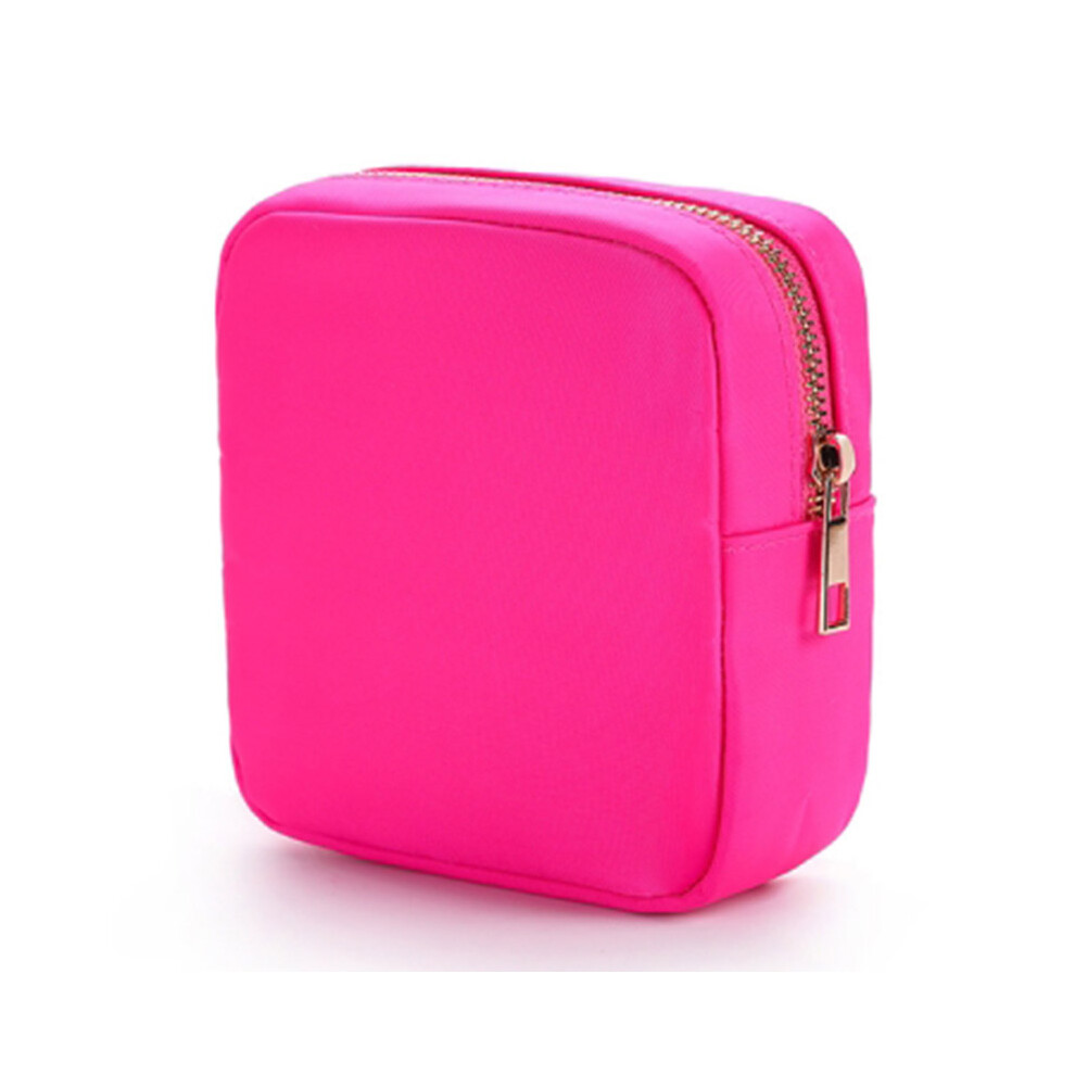 (Rose) Nylon Makeup Pouch Zipper Toiletry Bag Large Capacity Travel Cosmetic Bag for Women Girls